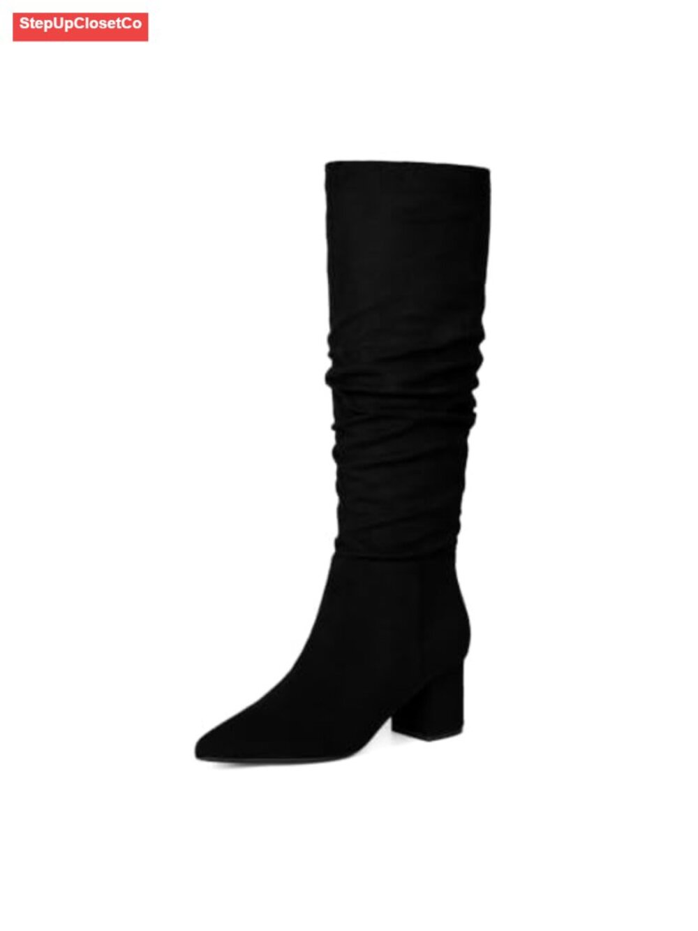 Knee High Boots Chunky Low Heel Pointed Toe Tall Square Toe